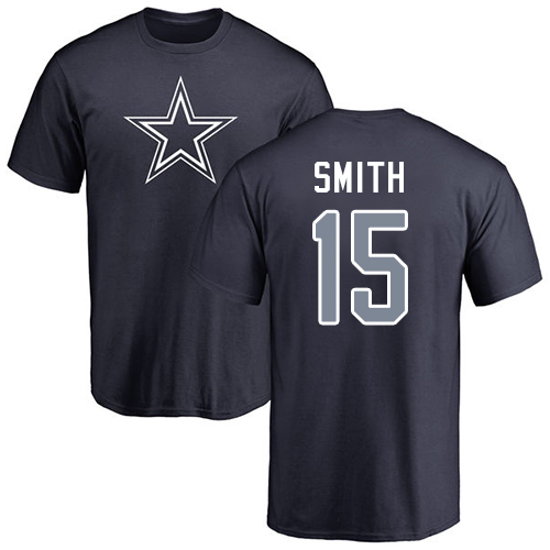 Men Dallas Cowboys Navy Blue Devin Smith Name and Number Logo #15 Nike NFL T Shirt